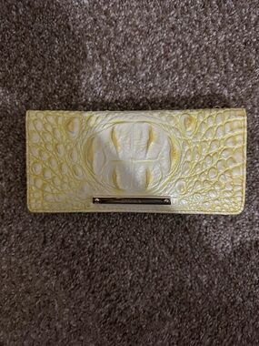 Brahmin Pale Yellow Croc-Embossed Leather Wallet